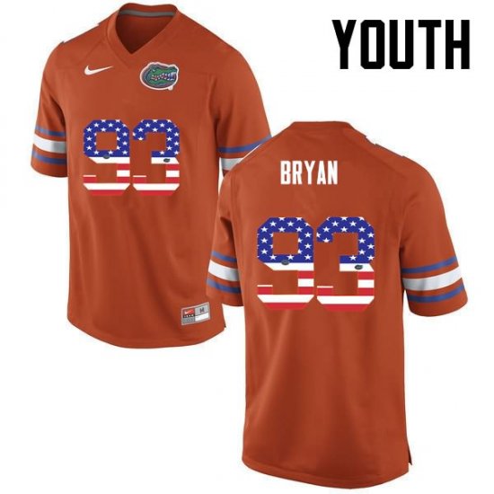 Youth Florida Gators #93 Taven Bryan NCAA Nike Orange USA Flag Fashion Authentic Stitched College Football Jersey IRN4462YW